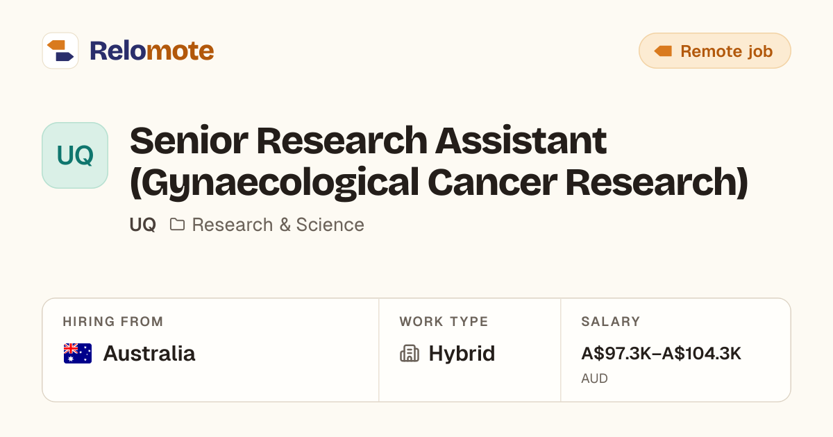 Senior Research Assistant (Gynaecological Cancer Research) at UQ