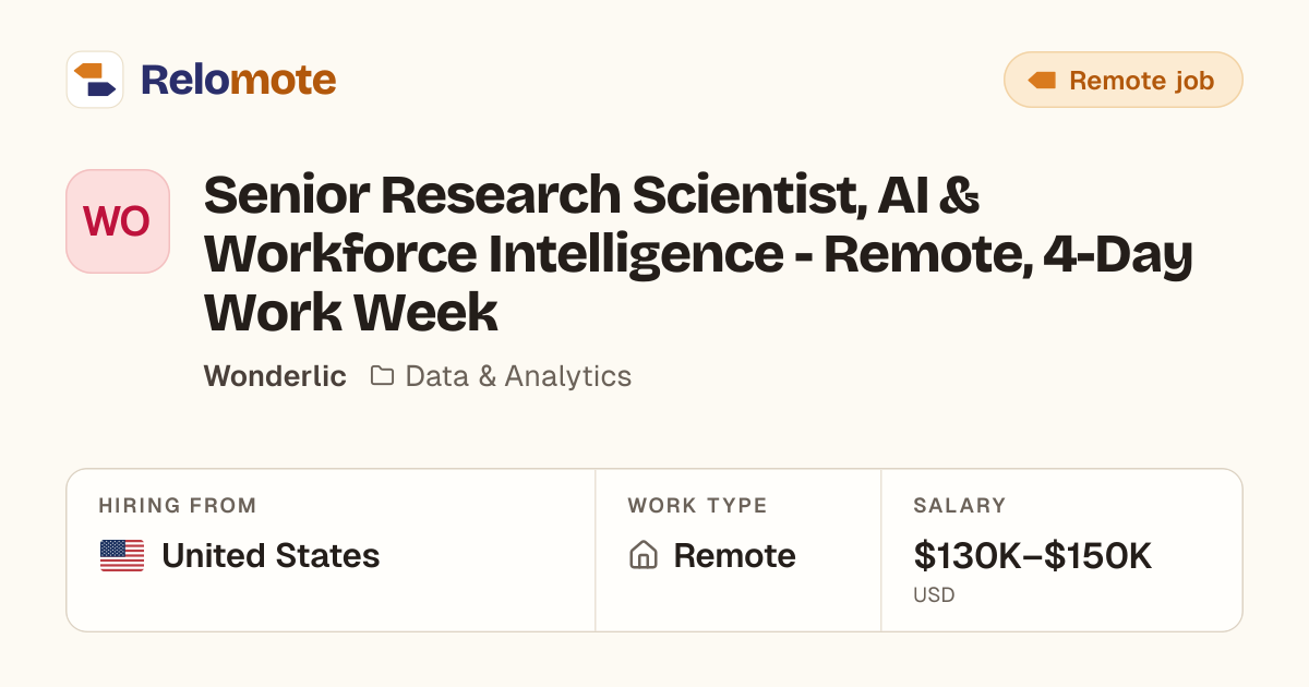 Senior Research Scientist, AI & Workforce Intelligence - Remote,…