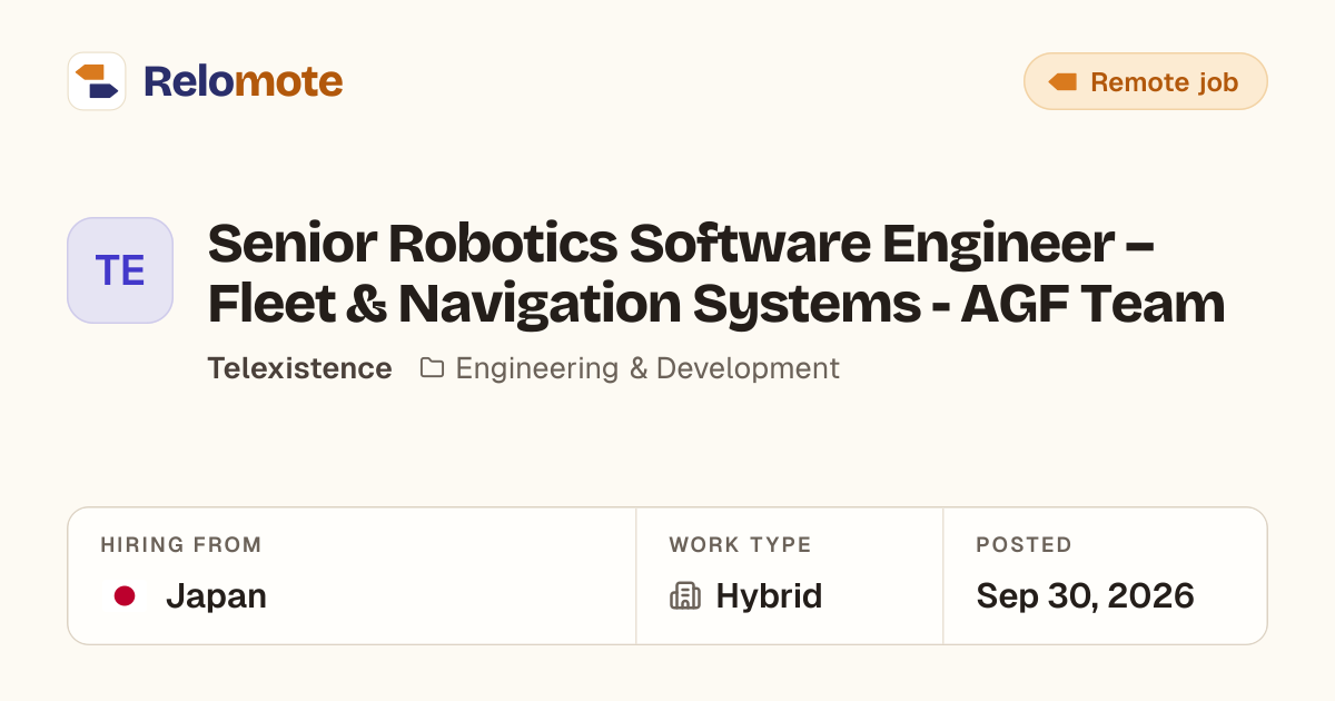 Senior Robotics Software Engineer – Fleet & Navigation Systems - AGF ...