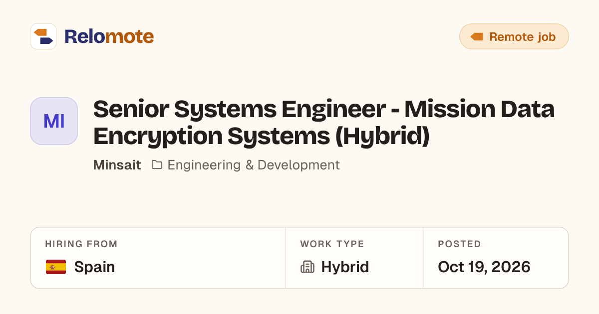 Senior Systems Engineer - Mission Data Encryption Systems (Hybrid)…
