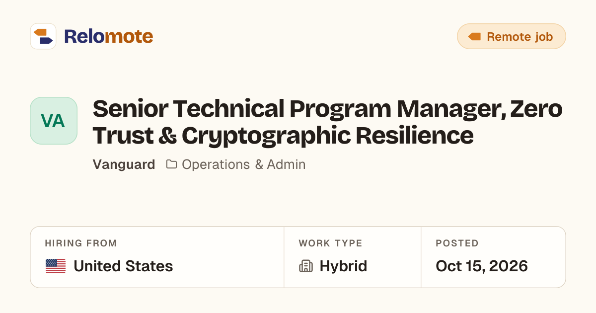 Senior Technical Program Manager, Zero Trust & Cryptographic…