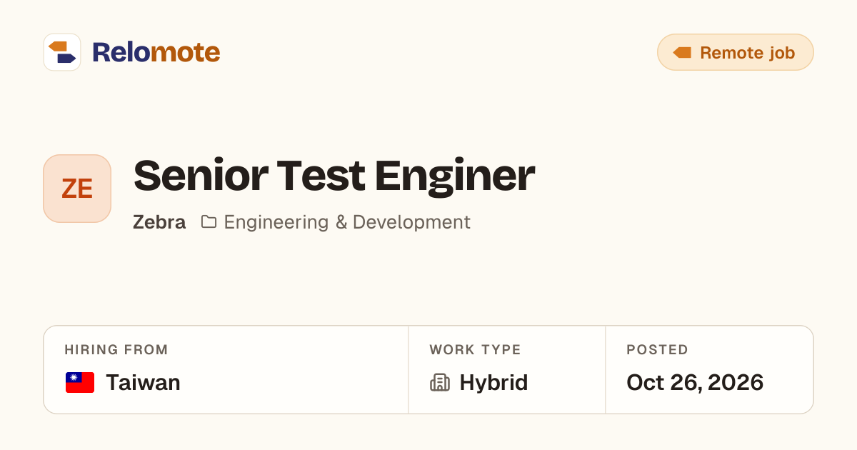 Senior Test Enginer at Zebra | Relomote