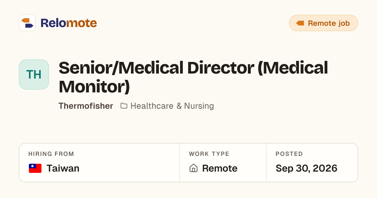 Senior/Medical Director (Medical Monitor) at Thermofisher | Relomote