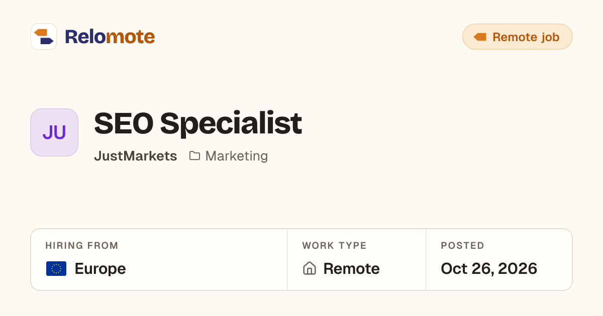 SEO Specialist at JustMarkets | Relomote