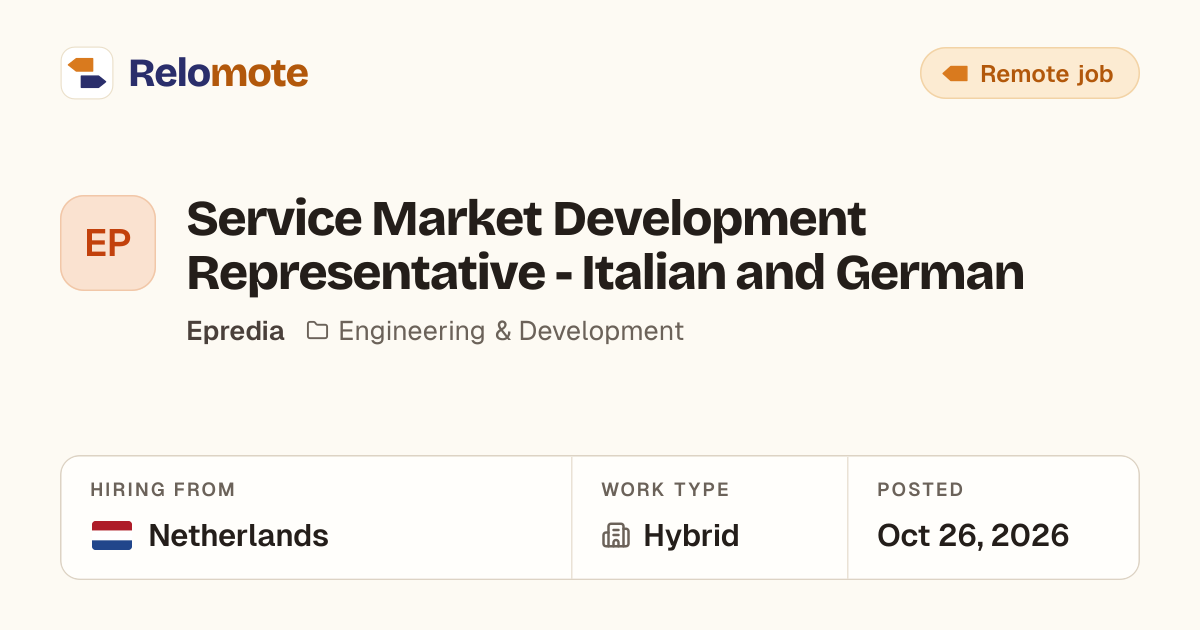 Service Market Development Representative - Italian and German at…