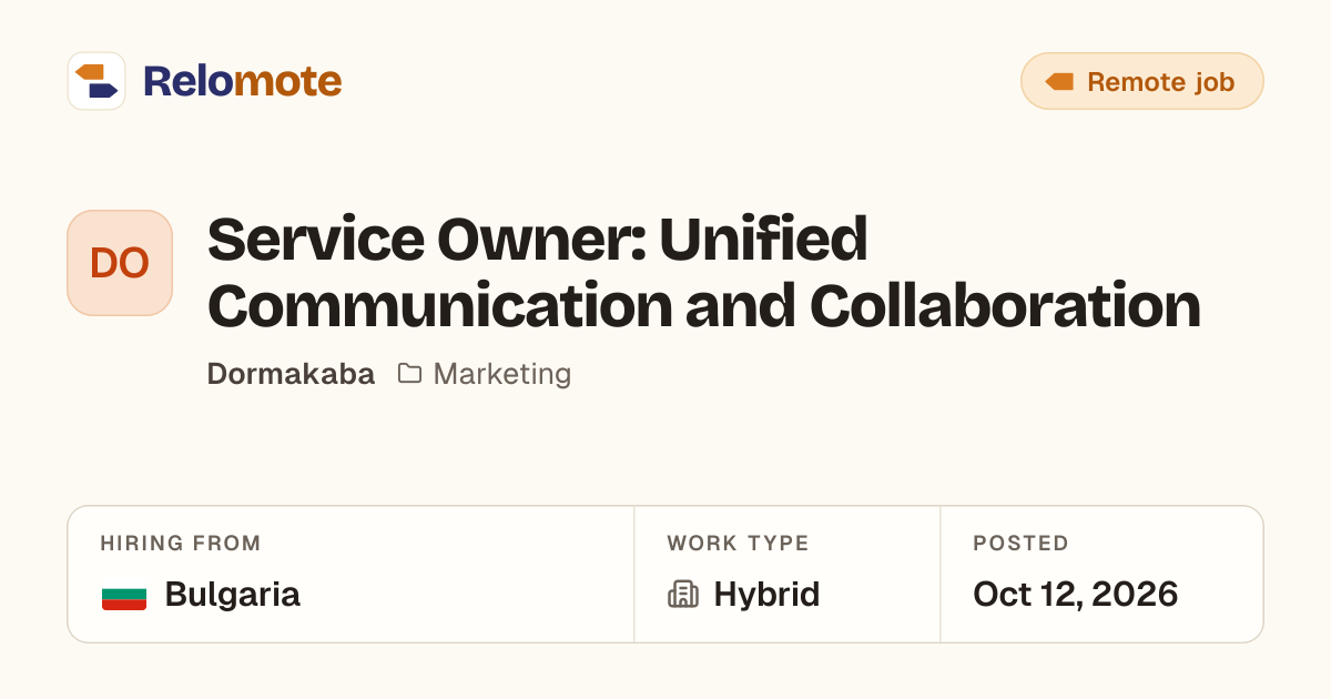 Service Owner: Unified Communication and Collaboration at Dormakaba