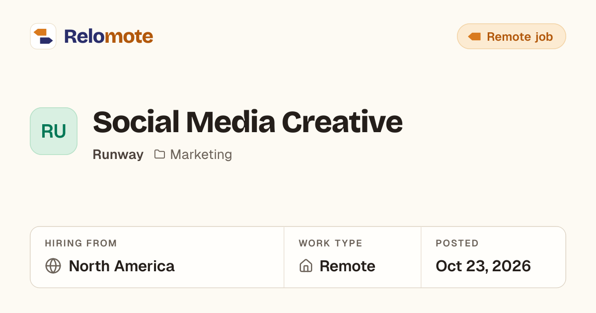 Social Media Creative at Runway | Relomote
