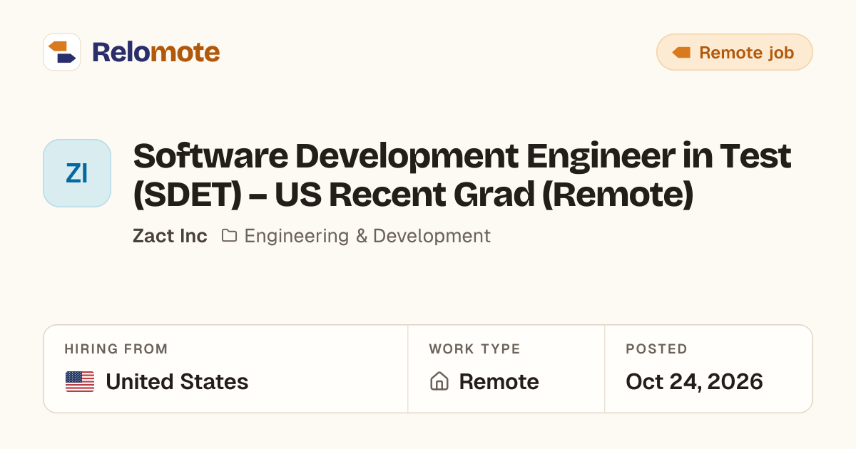 Software Development Engineer in Test (SDET) – US Recent Grad…