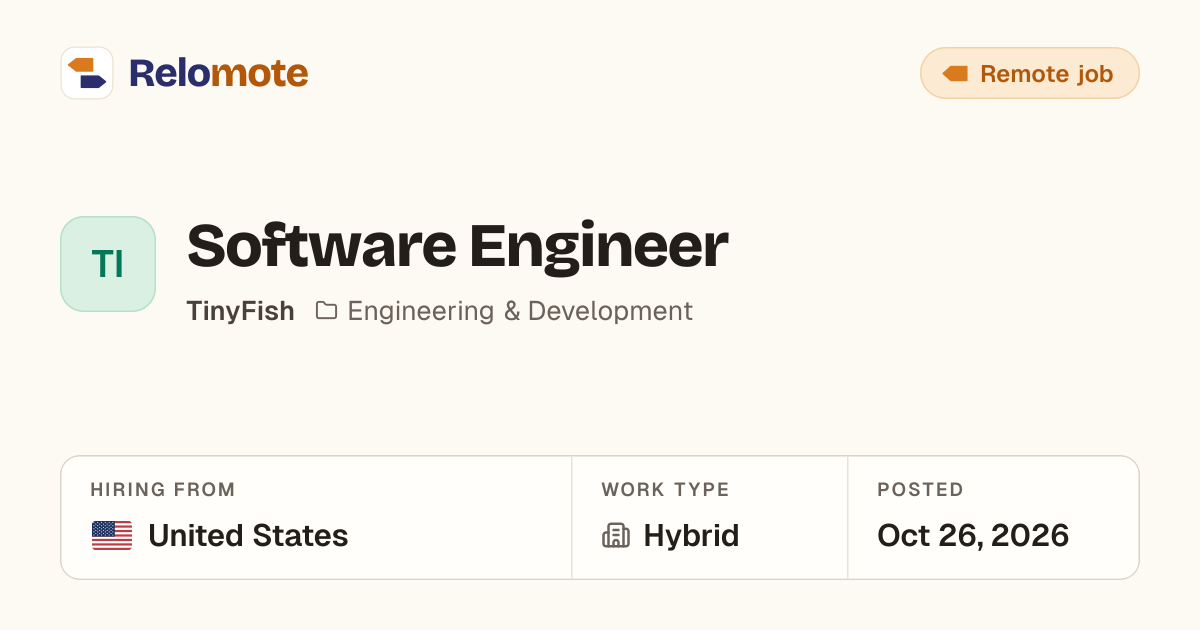 Software Engineer at TinyFish | Relomote