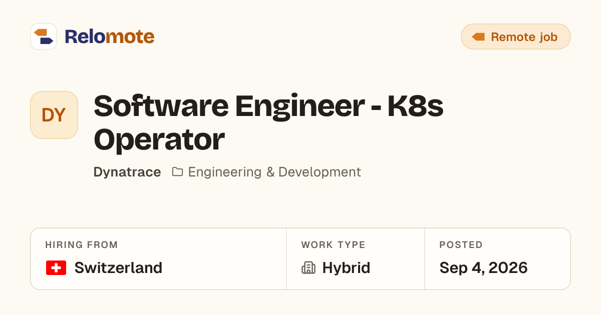 Software Engineer - K8s Operator at Dynatrace | Relomote