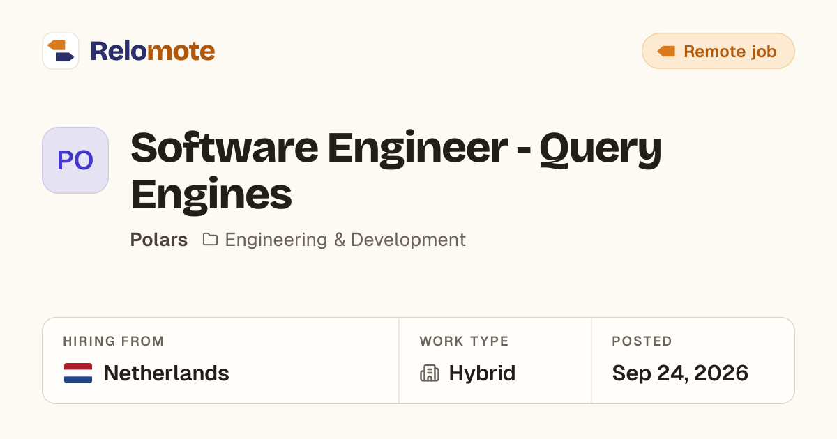 Software Engineer - Query Engines at Polars | Relomote
