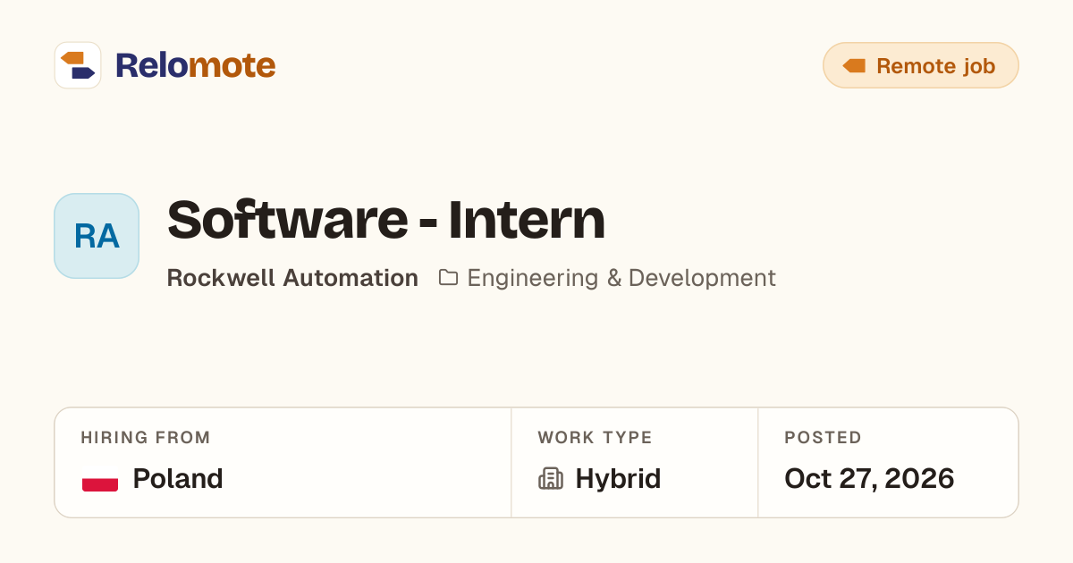 Software - Intern at Rockwell Automation | Relomote