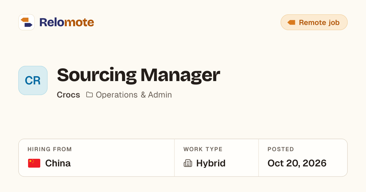 Sourcing Manager at Crocs | Relomote