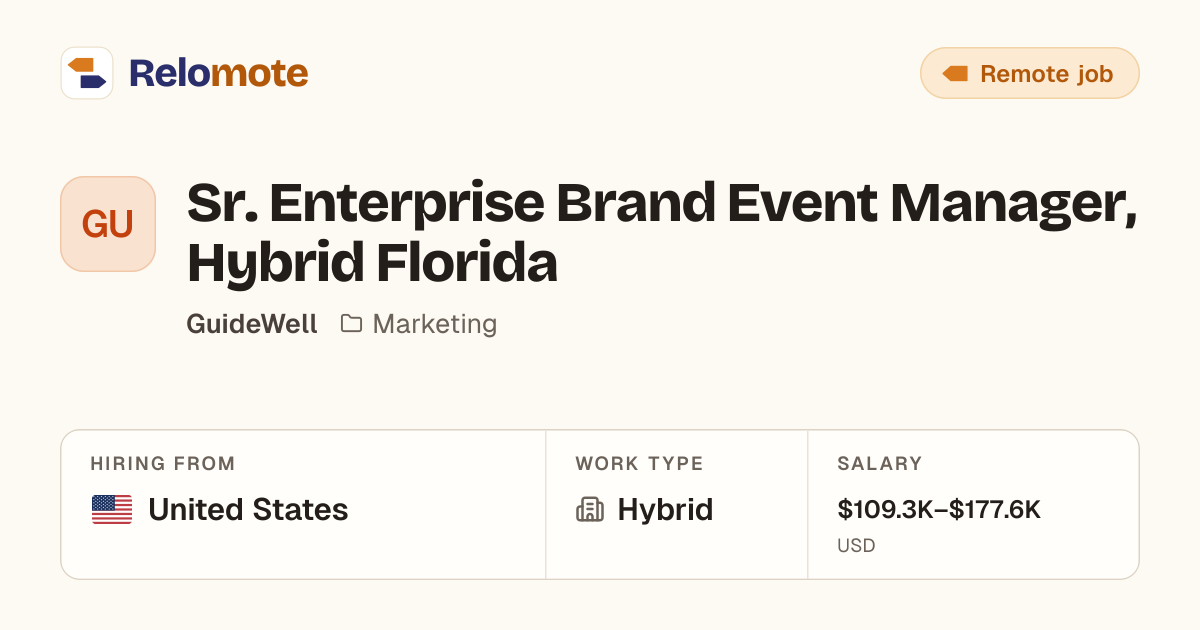 Sr. Enterprise Brand Event Manager, Hybrid Florida at GuideWell