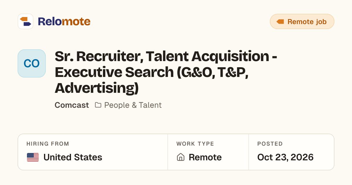 Sr. Recruiter, Talent Acquisition - Executive Search (G&O, T&P,…