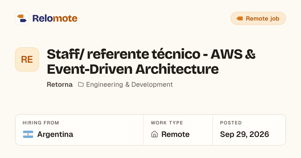 Staff/ referente técnico - AWS & Event-Driven Architecture at Retorna