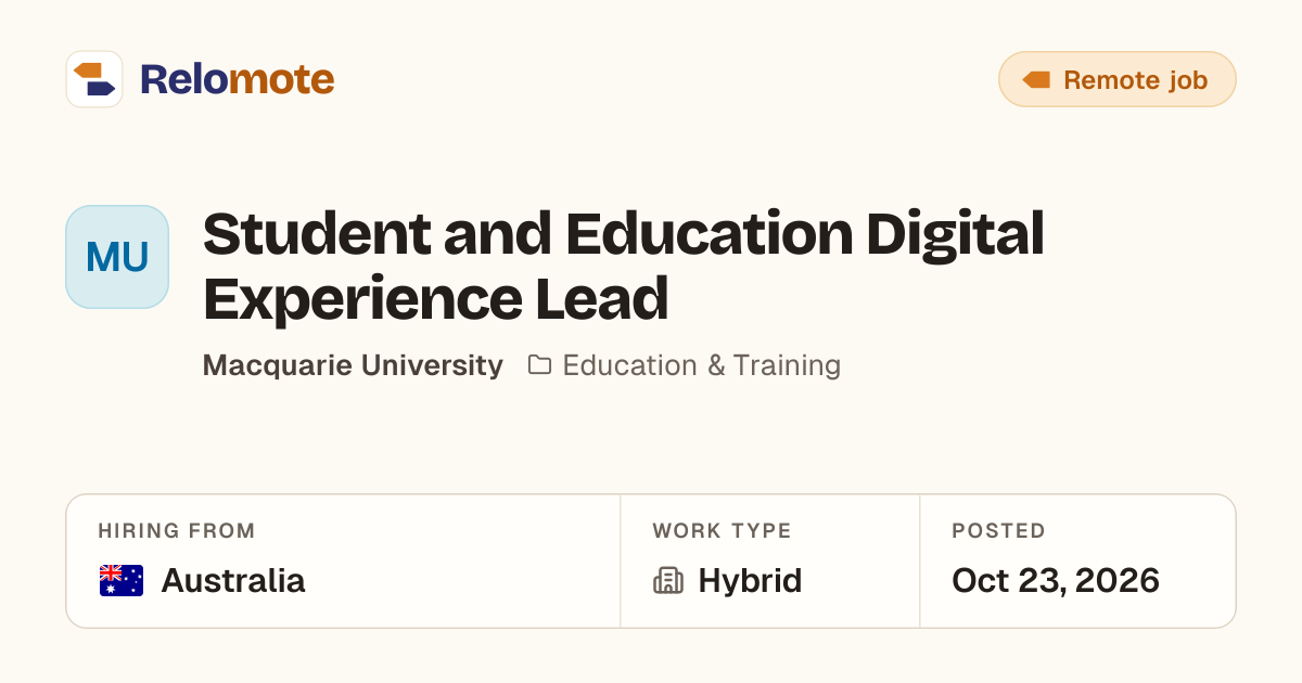 Student and Education Digital Experience Lead at Macquarie University