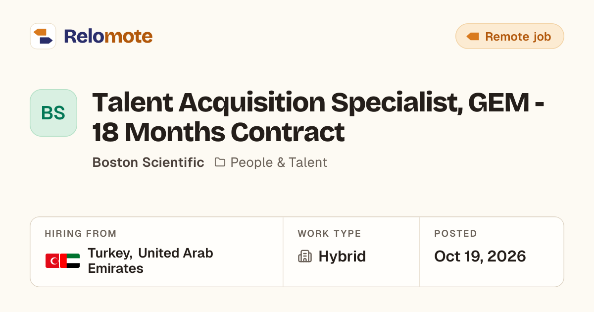 Talent Acquisition Specialist, GEM - 18 Months Contract at Boston…