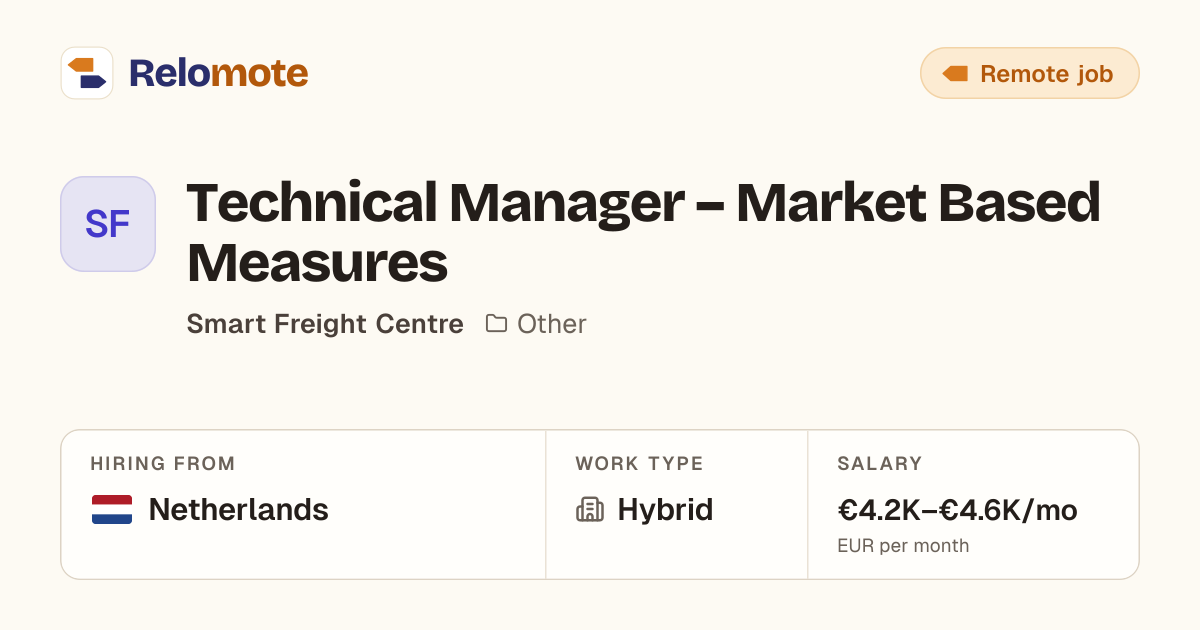 Technical Manager – Market Based Measures at Smart Freight Centre