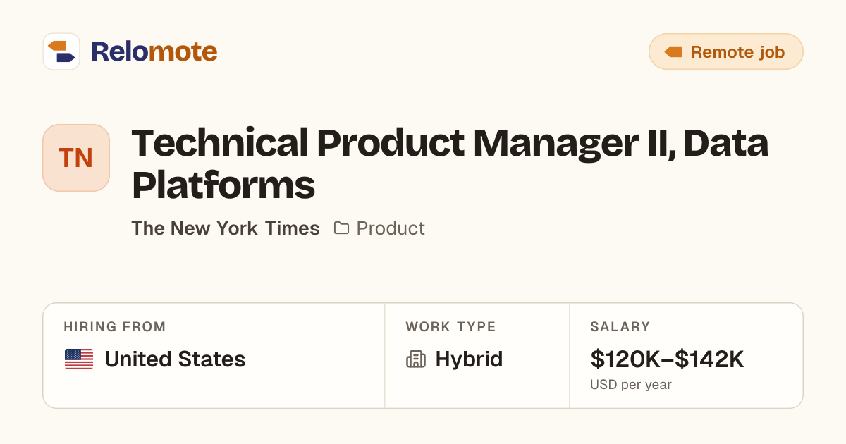 Technical Product Manager II, Data Platforms at The New York Times
