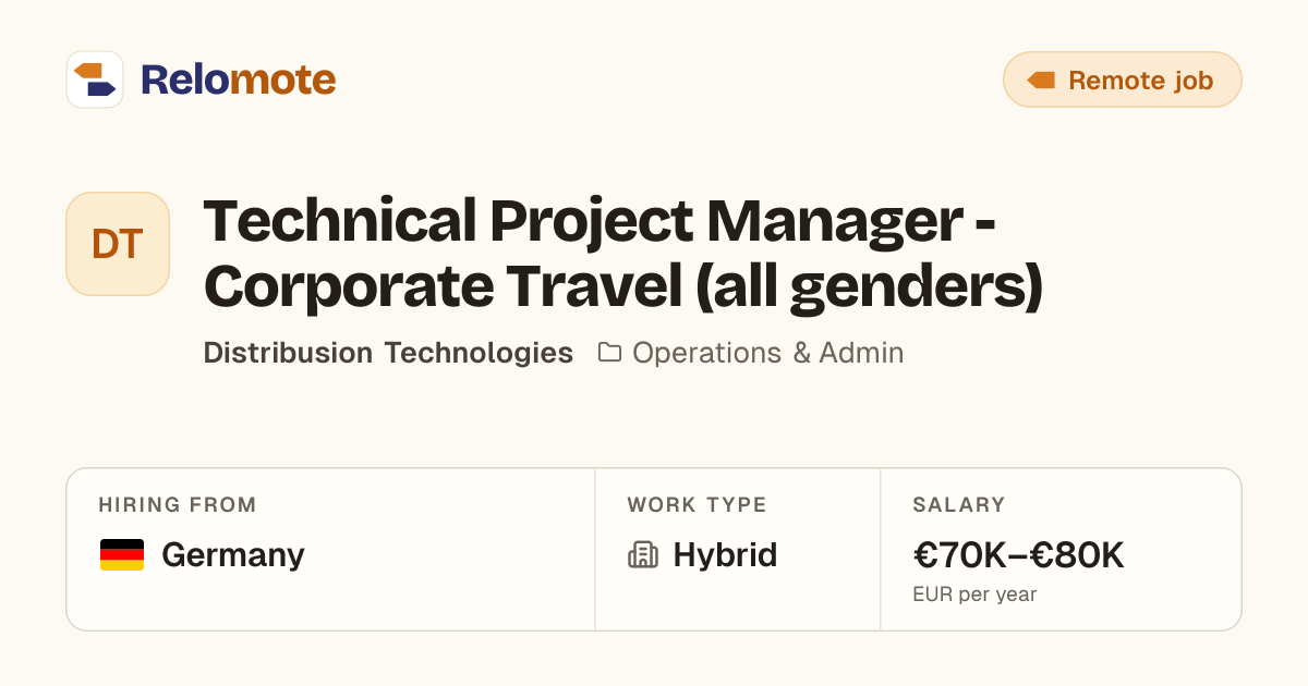 Technical Project Manager - Corporate Travel (all genders) at…