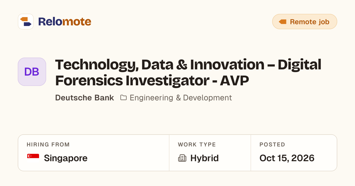 Technology, Data & Innovation – Digital Forensics Investigator - AVP…
