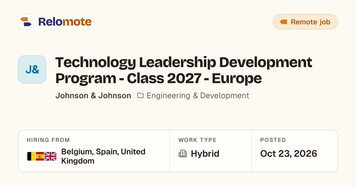 Technology Leadership Development Program - Class 2027 - Europe at…
