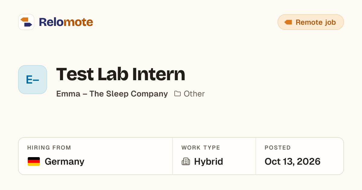 Test Lab Intern at Emma – The Sleep Company | Relomote