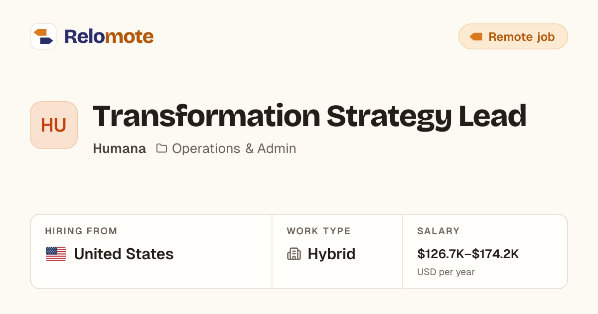 Transformation Strategy Lead at Humana | Relomote