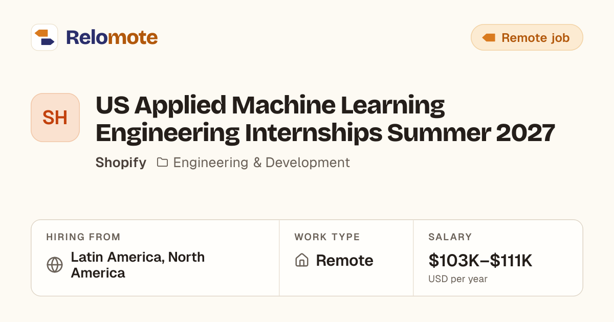 US Applied Machine Learning Engineering Internships Summer 2027 at…