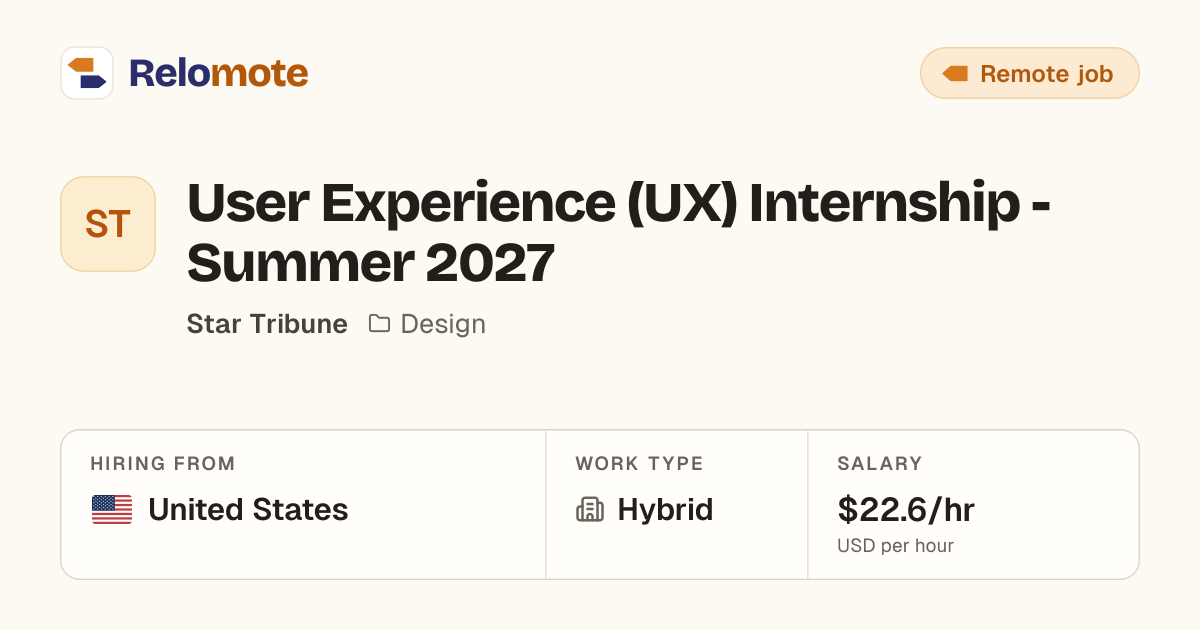 User Experience (UX) Internship - Summer 2027 at Star Tribune
