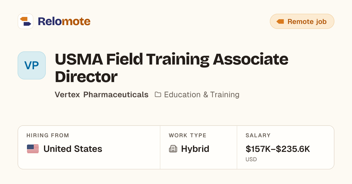 USMA Field Training Associate Director at Vertex Pharmaceuticals
