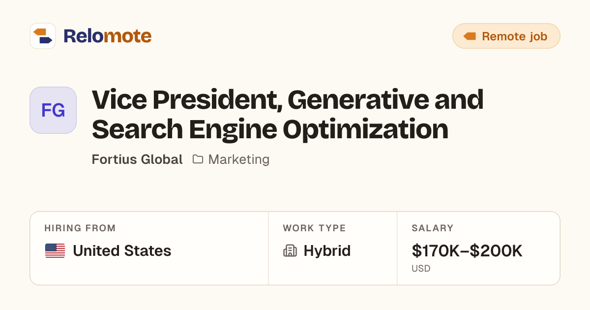 Vice President, Generative and Search Engine Optimization at Fortius…