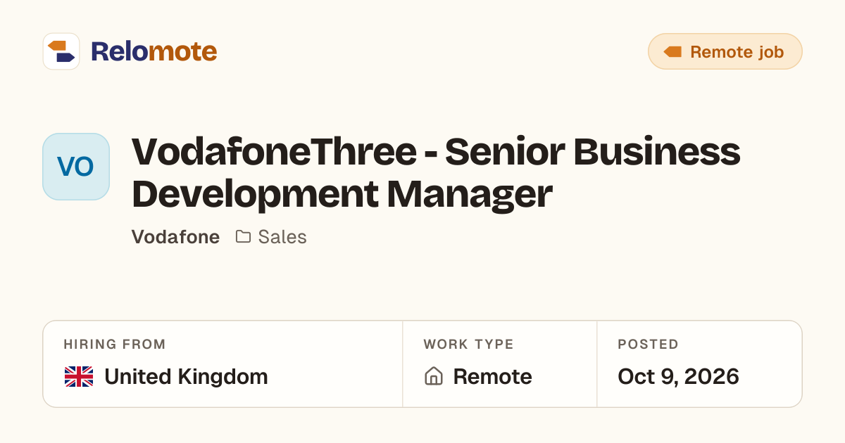 VodafoneThree - Senior Business Development Manager at Vodafone