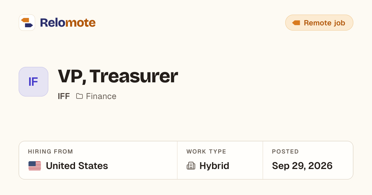 VP, Treasurer at Iff | Relomote
