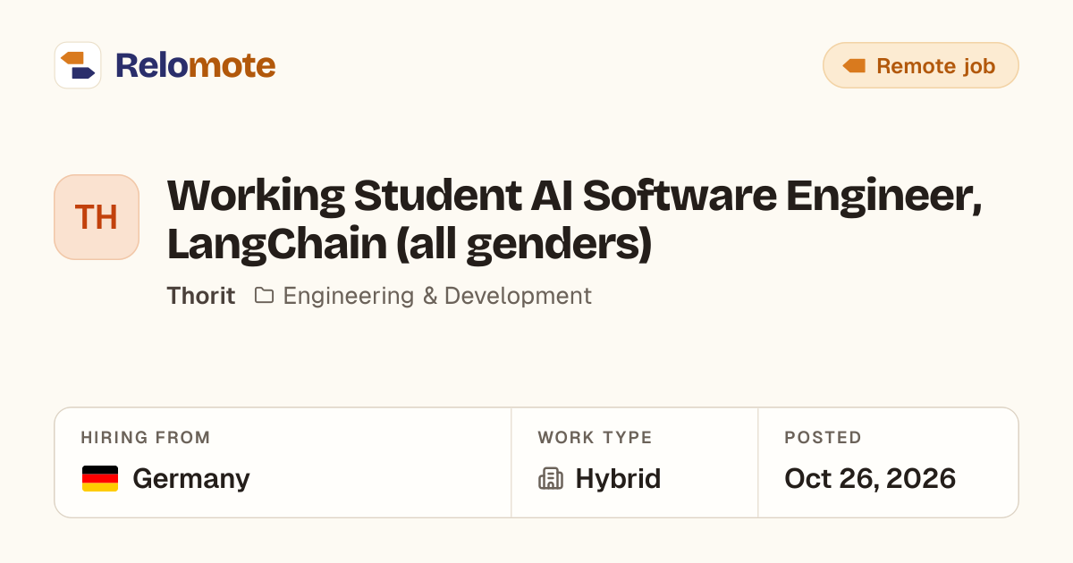 Working Student AI Software Engineer, LangChain (all genders) at…