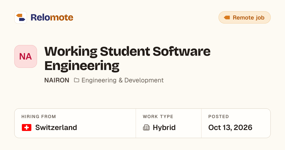 Working Student Software Engineering at NAIRON | Relomote