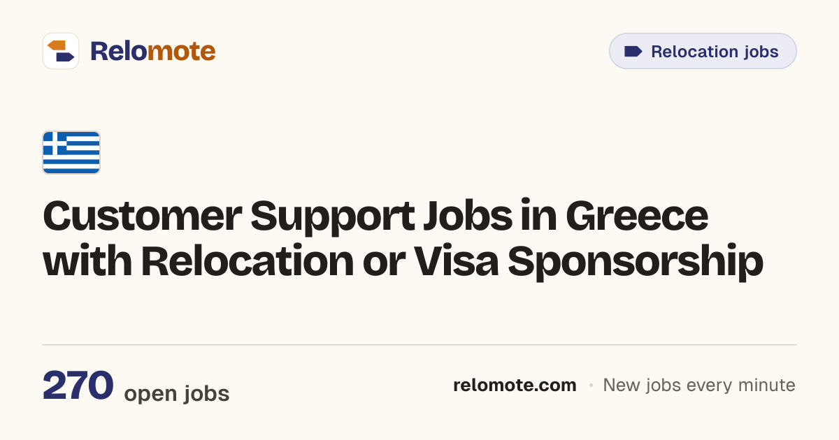 270 Customer Support Jobs in Greece with Relocation or Visa…