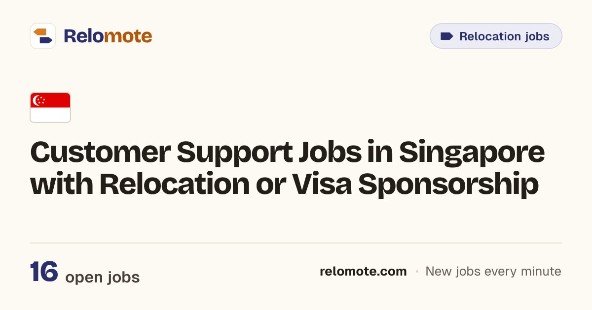 17 Customer Support Jobs in Singapore with Relocation or Visa…