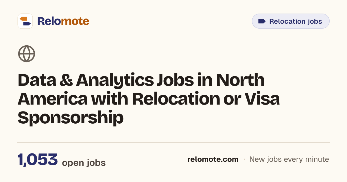 1,051 Data & Analytics Jobs in North America with Relocation or Visa…