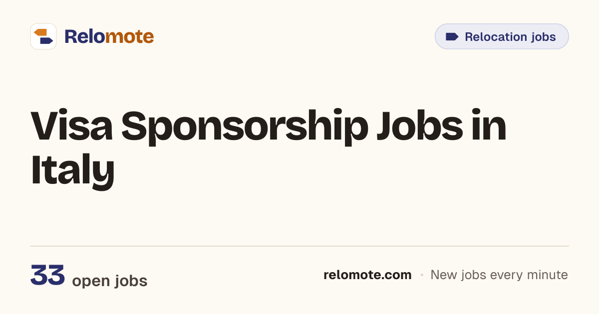 29 Visa Sponsorship Jobs in Italy, October 2026 | Relomote