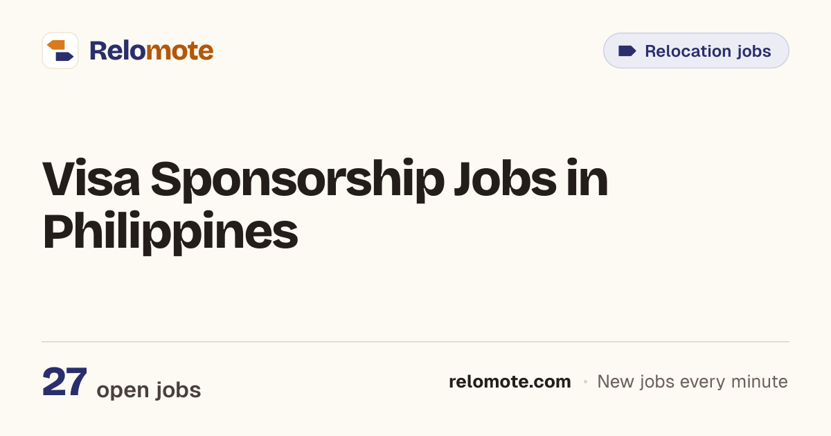 26 Visa Sponsorship Jobs in Philippines, October 2026 | Relomote