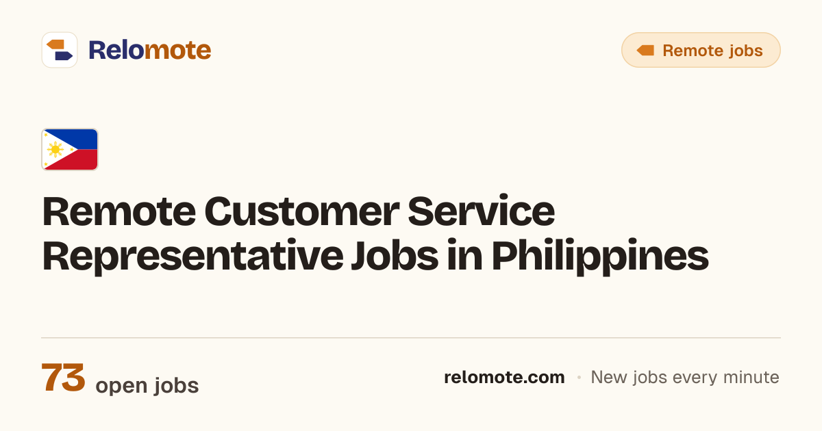73 Remote Customer Service Representative Jobs in Philippines
