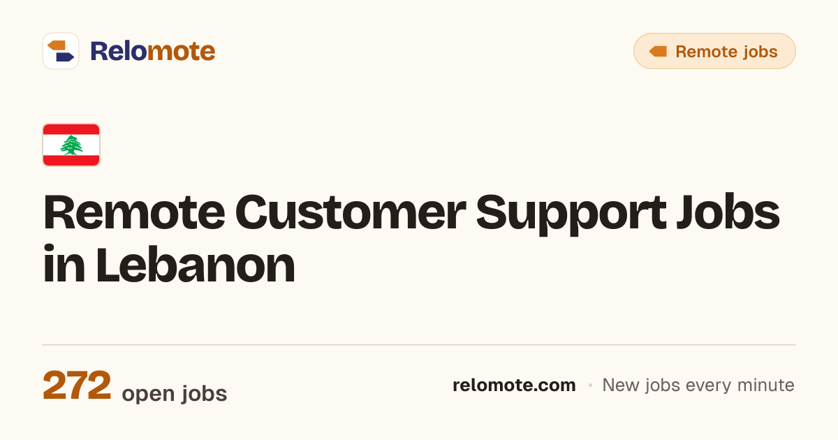 273 Remote Customer Support Jobs in Lebanon, October 2026 | Relomote
