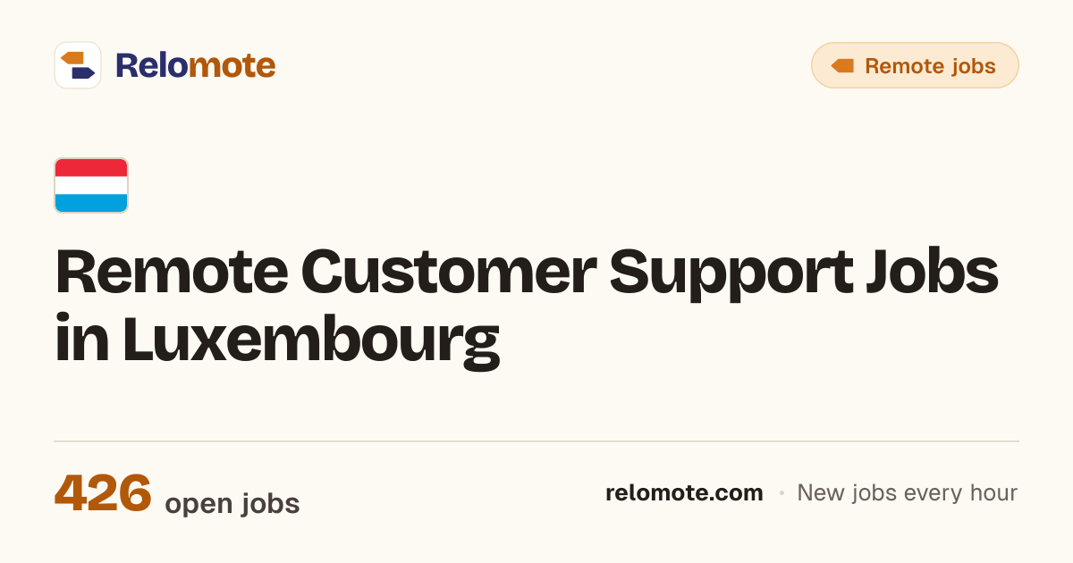 423 Remote Customer Support Jobs in Luxembourg, October 2026