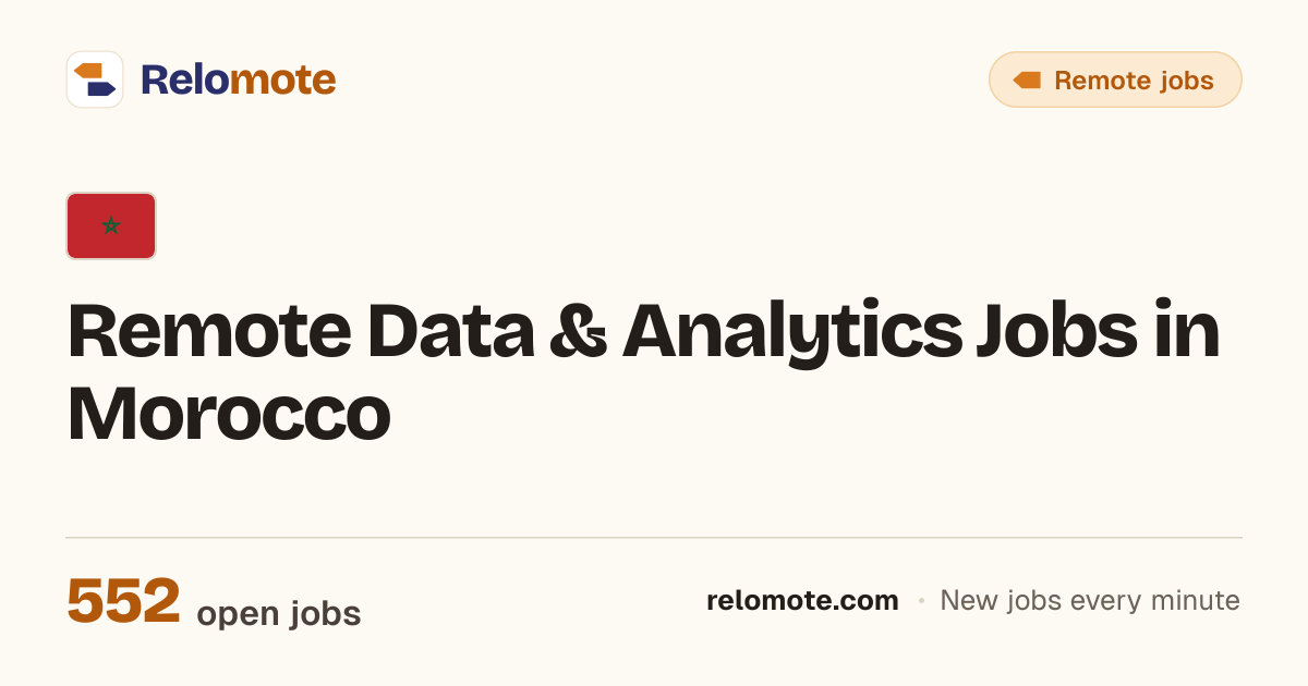 559 Remote Data & Analytics Jobs in Morocco, October 2026 | Relomote