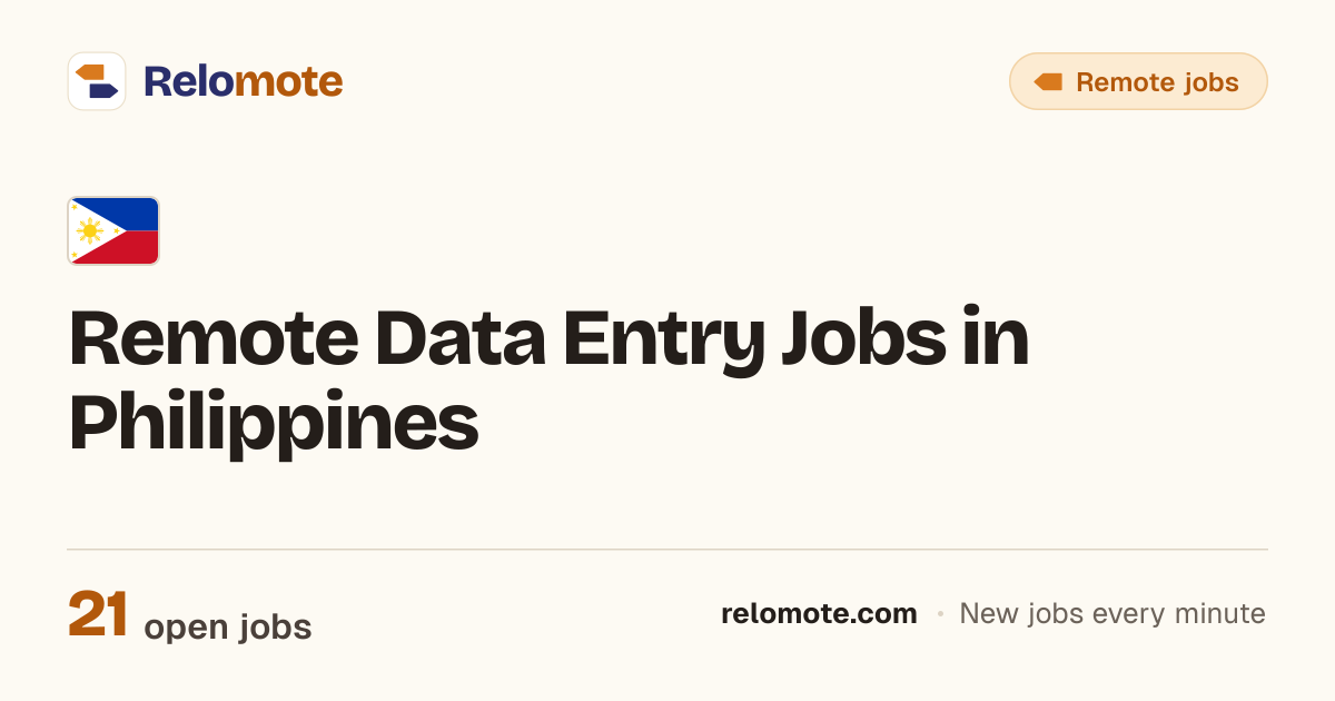 23 Remote Data Entry Jobs in Philippines, October 2026 | Relomote