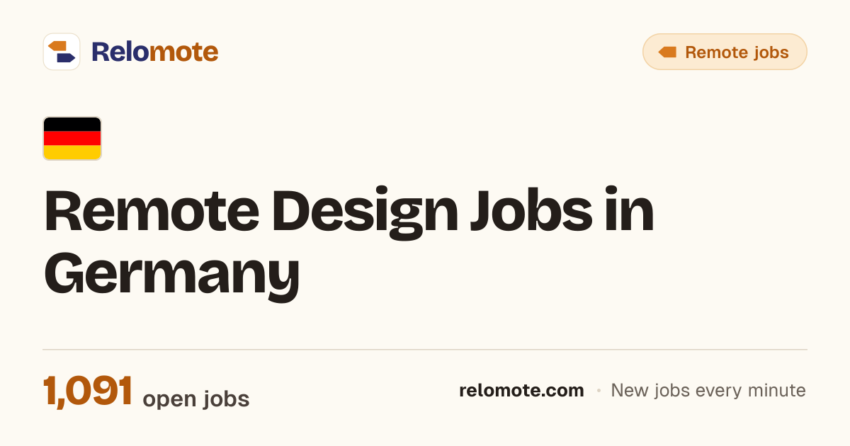 1,099 Remote Design Jobs in Germany, October 2026 | Relomote