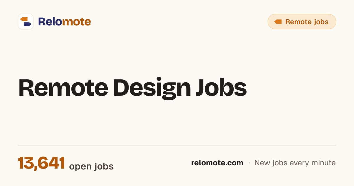 13,641 Remote Design Jobs, October 2026 | Relomote