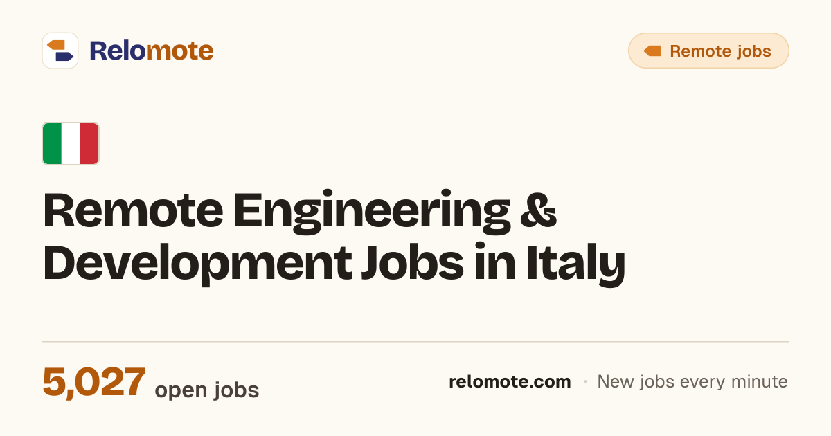 4,333 Remote Engineering & Development Jobs in Italy, October 2026 ...